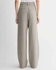 The Draper Pleated Pant in Buttersmooth | Deep Taupe Mini Gingham | 30" Inseam