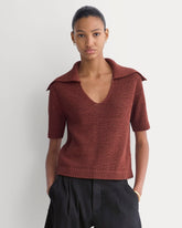 Open Collar Polo | Henna Red