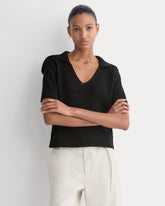 Open Collar Polo | Black