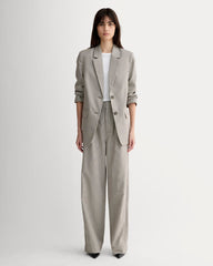 The Draper Pleated Pant in Buttersmooth | Deep Taupe Mini Gingham | 30" Inseam