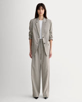 The Draper Pleated Pant in Buttersmooth | Deep Taupe Mini Gingham | 32" Inseam