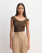 The Supima® Form Cap-Sleeve Tee | Cocoa