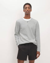 The Waffle Long-Sleeve Henley | Light Grey Donegal