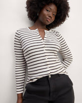 The Vintage Rib Cardigan | Bone / Black
