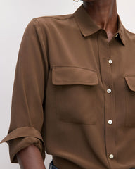 The Utility Shirt in Washable Silk | Cocoa