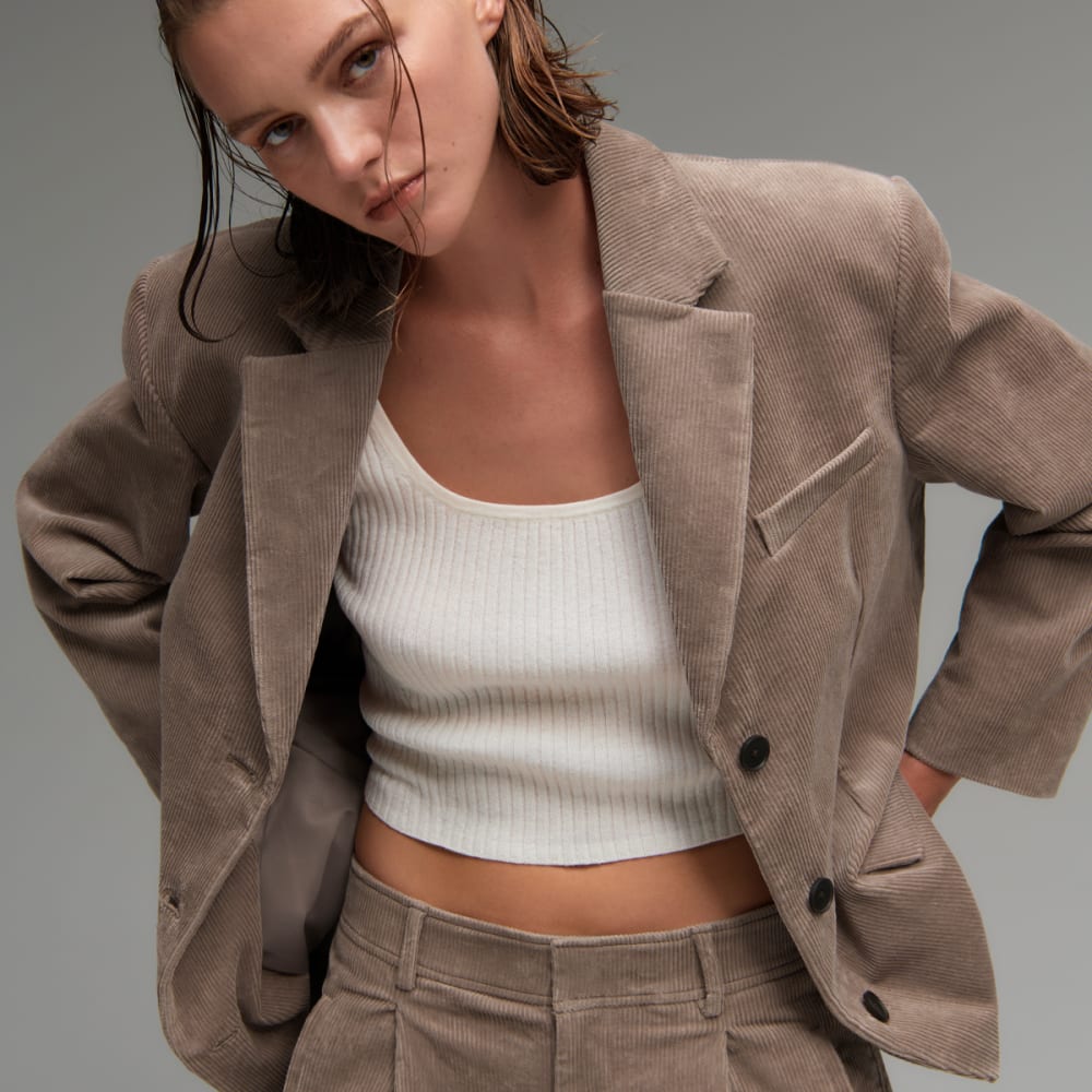 The Corduroy '80s Blazer | Taupe Grey