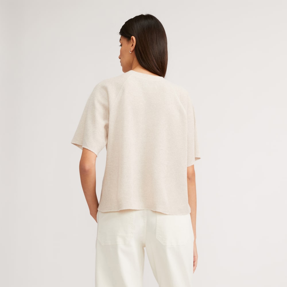 The Organic Cotton Waffle Raglan Tee | Heathered Tan