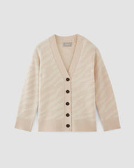 The Alpaca Tiger Jacquard Cardigan | Canvas / Snow