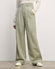The Draper Pleated Pant in Buttersmooth | Seagrass | 32" Inseam