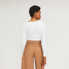 The Supima® Micro Rib Cropped Long-Sleeve Crew | White