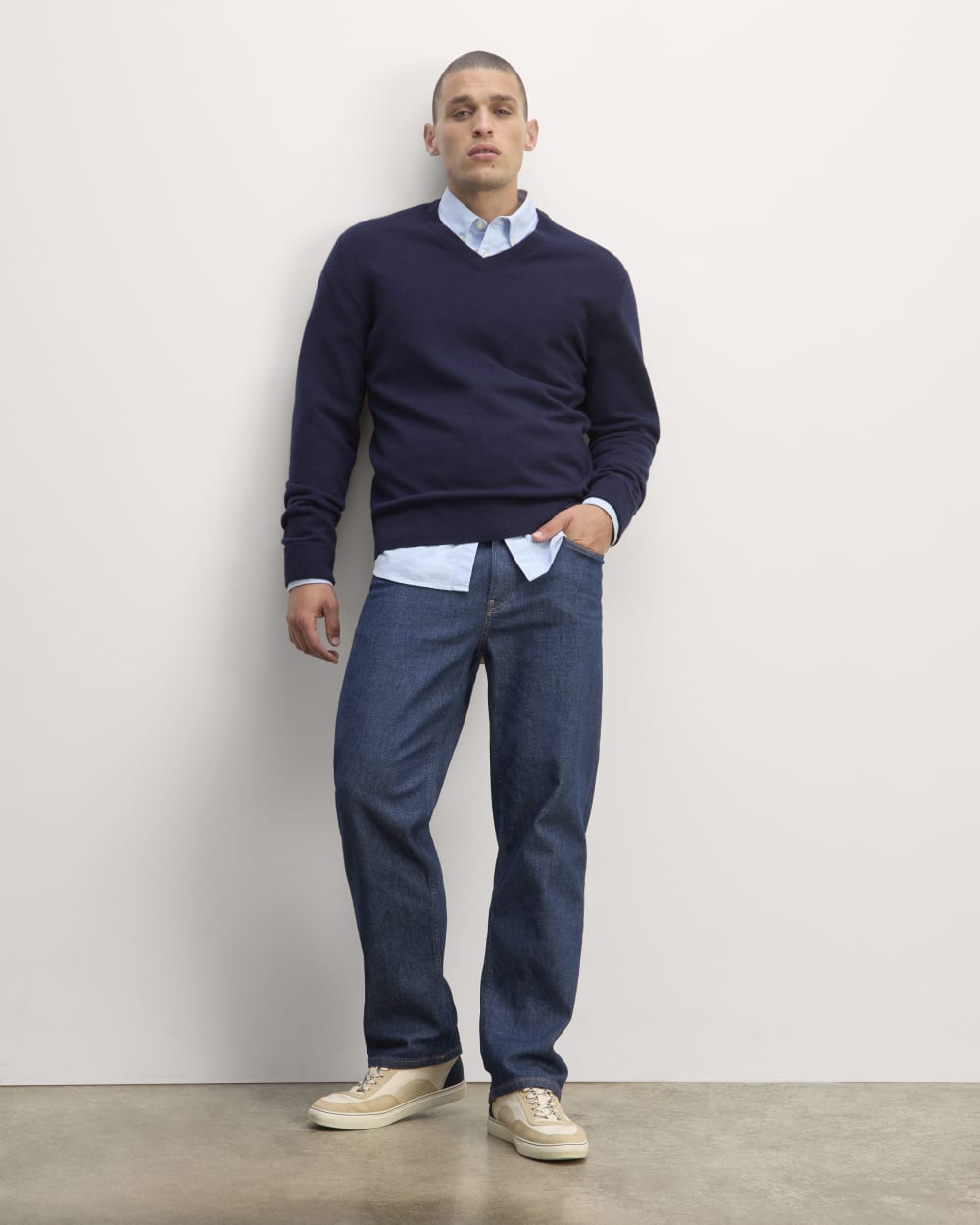 The Cashmere V-Neck Sweater | Navy