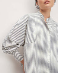 The Oversized Raglan Shirt | Bone/Navy