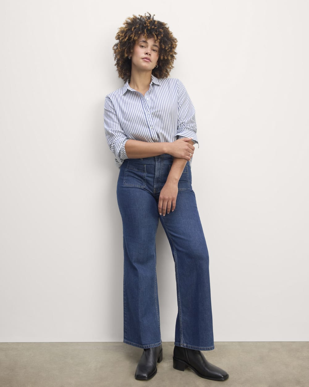 The Must-Have Shirt in Silky Cotton | White / Bellwether Blue