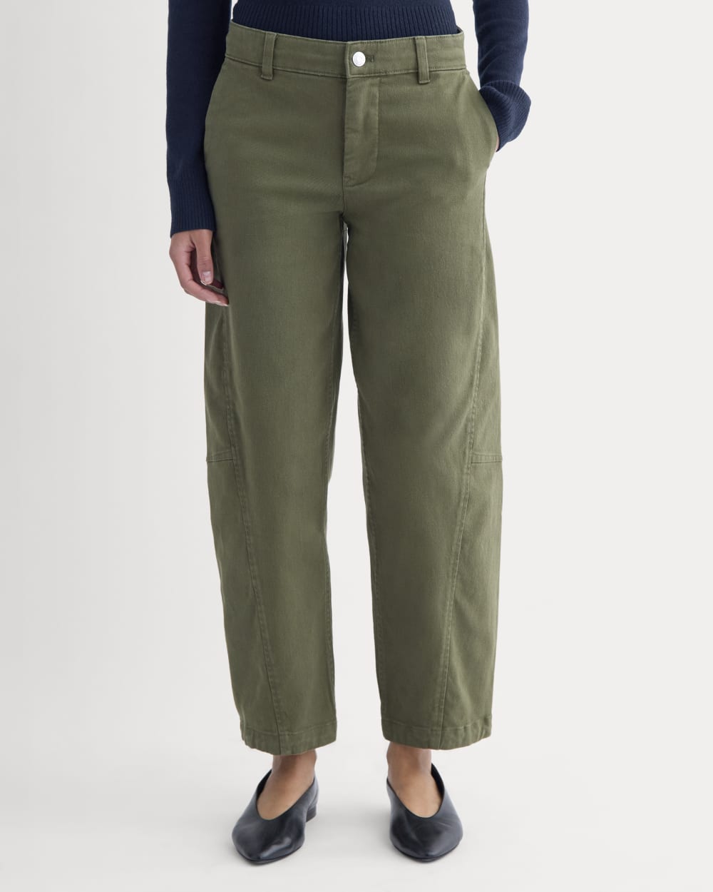 Twisted Seam Barrel Pant | Olive Night