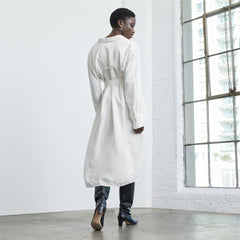 The City Stripe Draped Shirt Dress | Bone