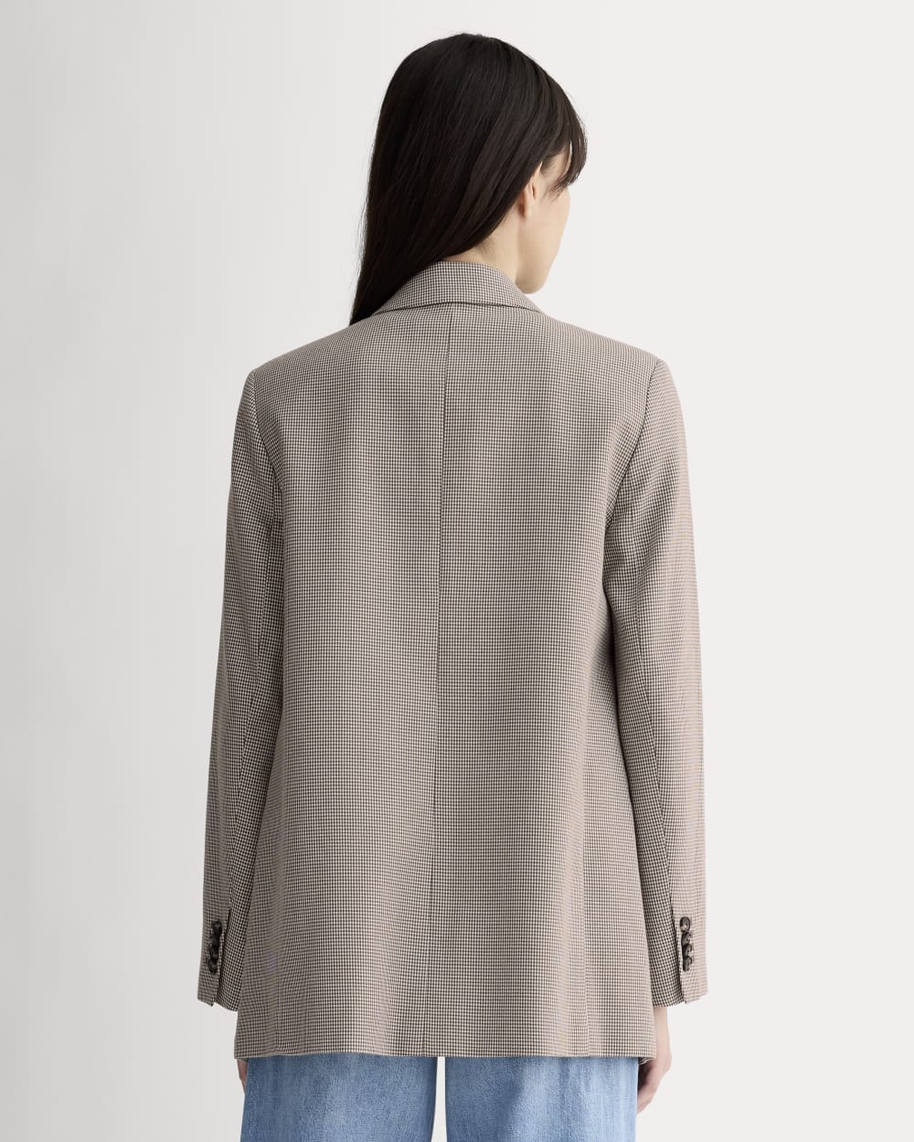 The Oversized Blazer in Buttersmooth | Deep Taupe Mini Gingham