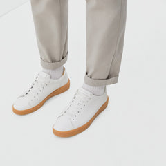 The ReLeather® Tennis Shoe  | White / Gum Sole