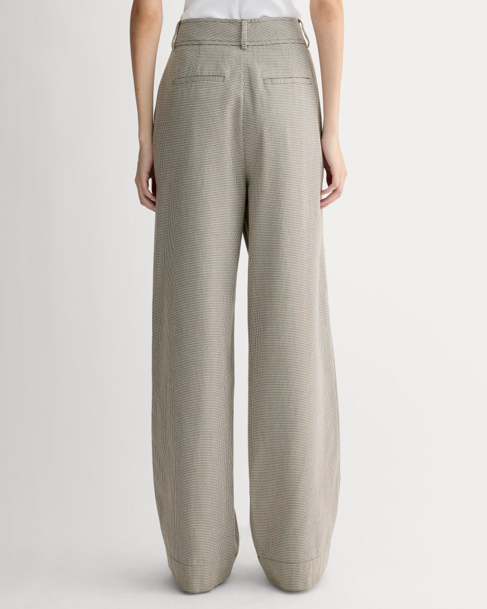 The Draper Pleated Pant in Buttersmooth | Deep Taupe Mini Gingham  | 30" Inseam