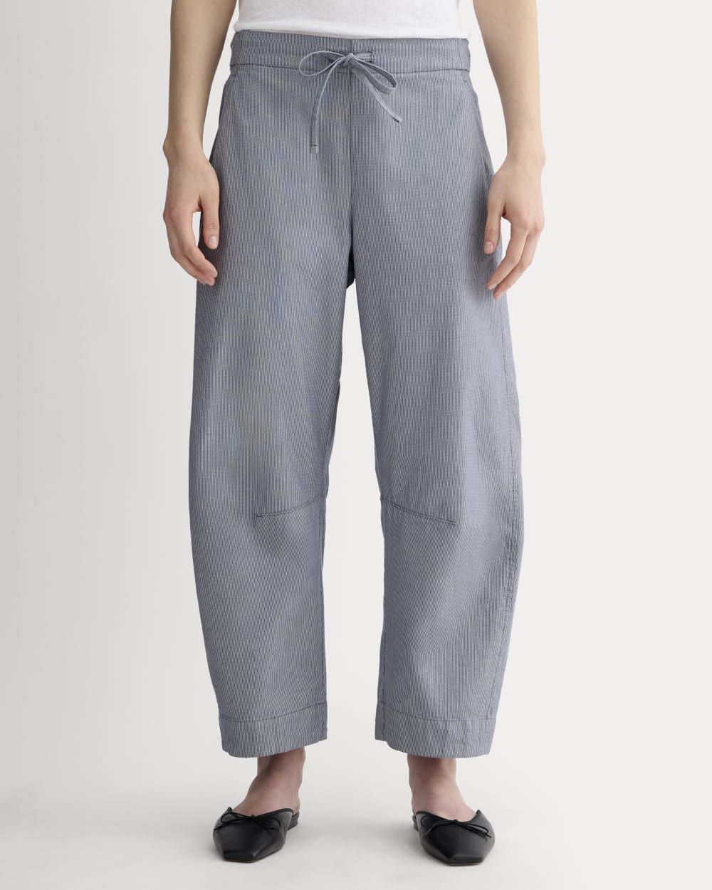 The Easy Barrel Pant | Dark Denim Pinstripe