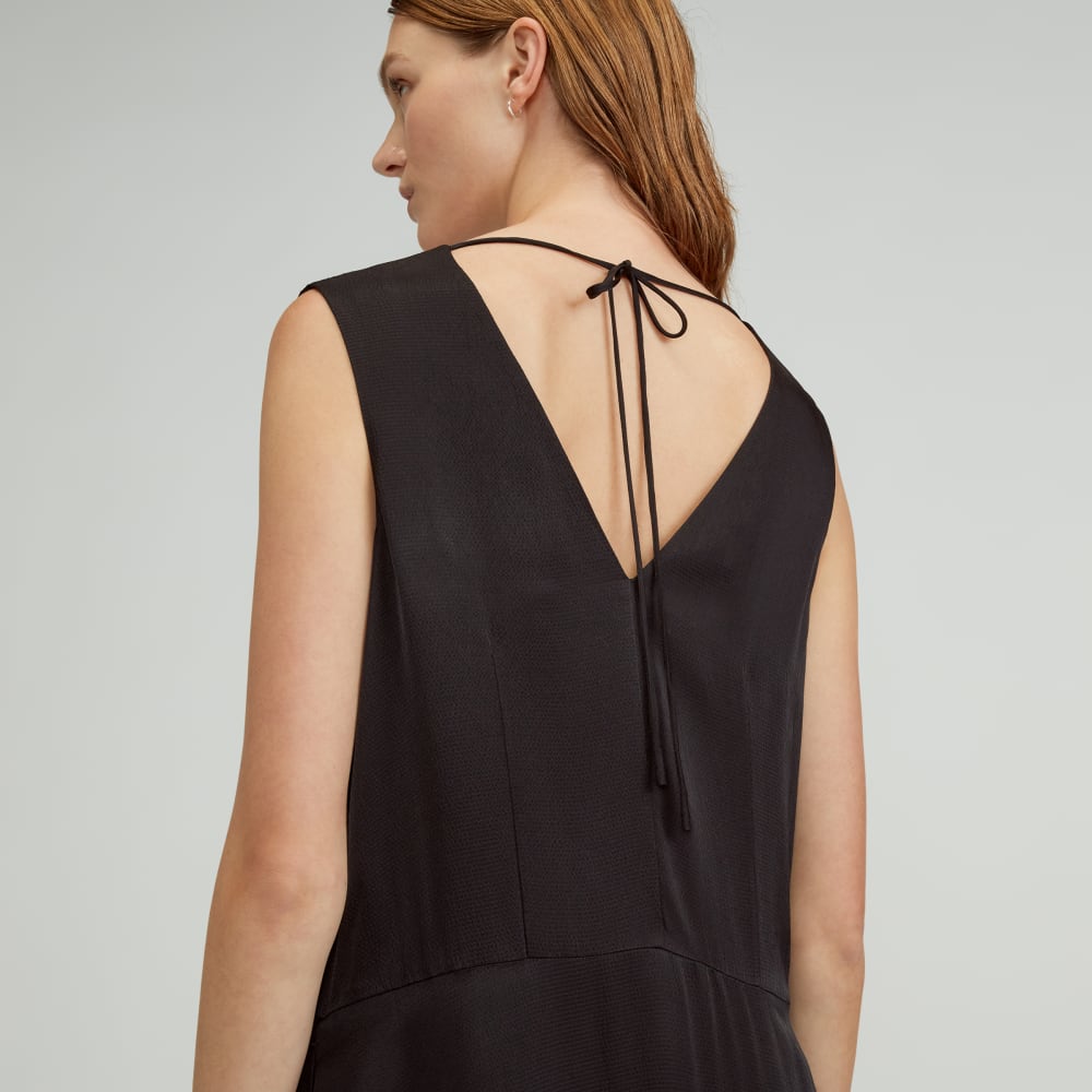 The Satin V-Neck Maxi Dress | Black