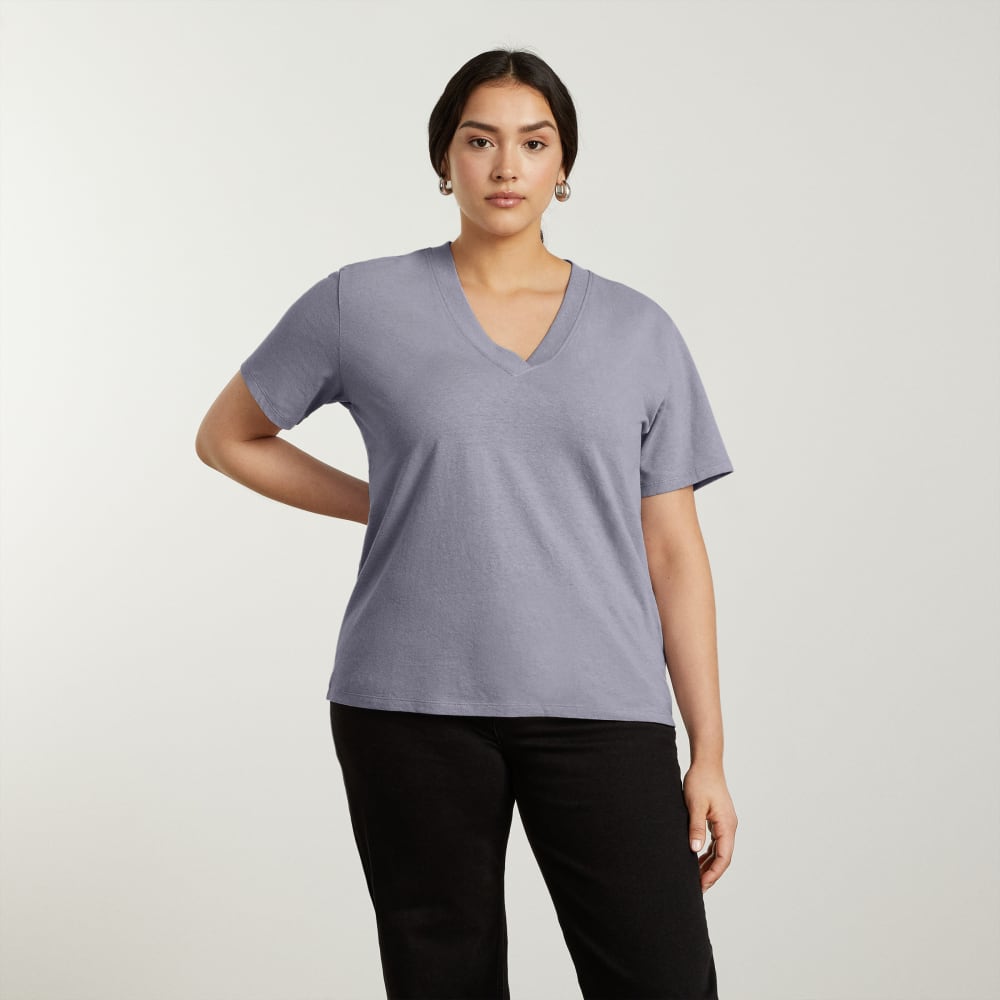 The Vintage V-Neck Hemp Tee | Lilac Grey