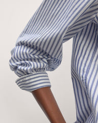 The Henley Shirt in Silky Cotton | White / Bellwether Blue