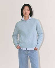 The Pointelle Sweater in Cloud | Chambray Blue