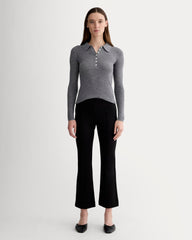 The Polo in Ultrasoft Merino | Heather Mid Grey