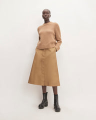 The Structured Cotton A-Line Skirt | Toasted Coconut
