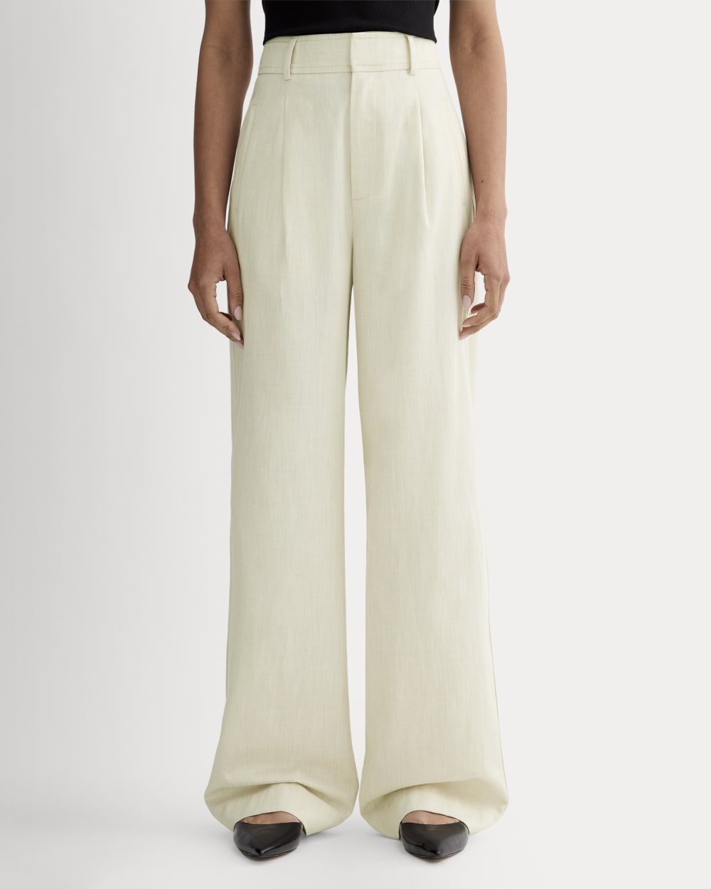 The Draper Pleated Pant in Buttersmooth | Heathered Oat | 32" Inseam