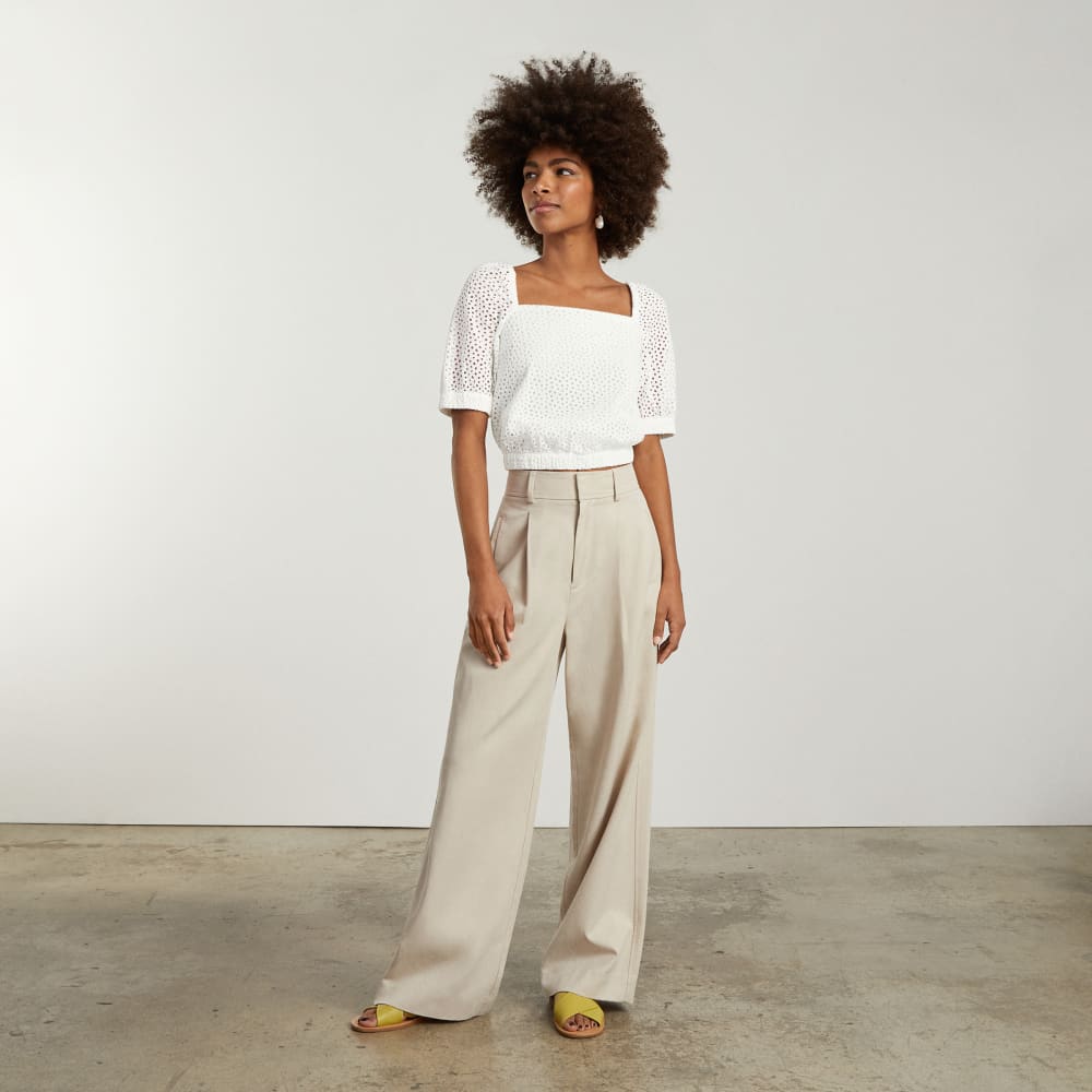 The Eyelet Puff Sleeve Top | White