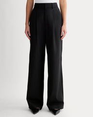 The Draper Pleated Pant in Buttersmooth | Black | 32" Inseam