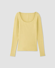 The Luxe Rib Long-Sleeve Scoop-Neck Tee | Raffia