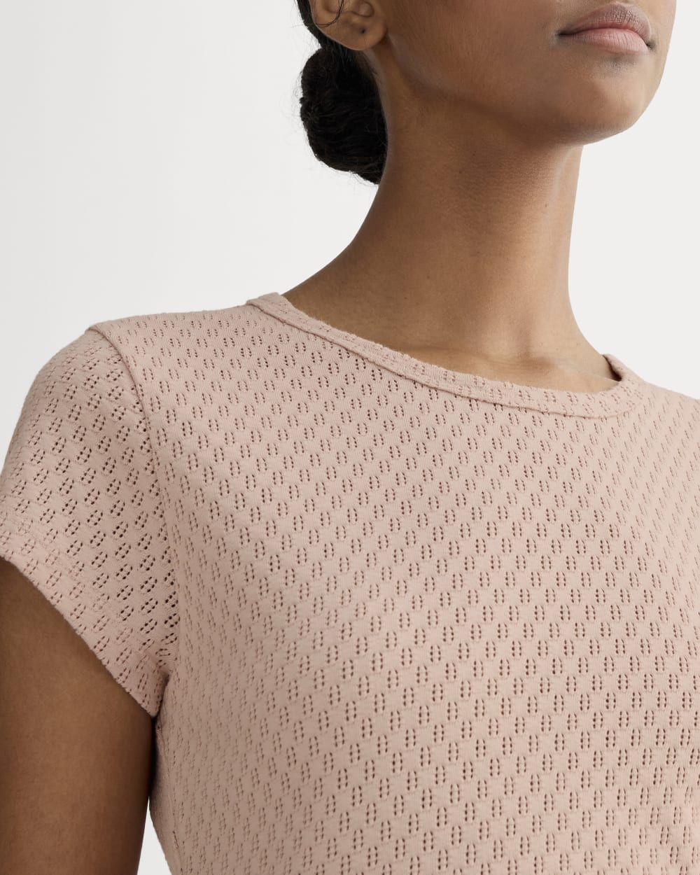 The Pointelle Short-Sleeve Tee | Rose Smoke
