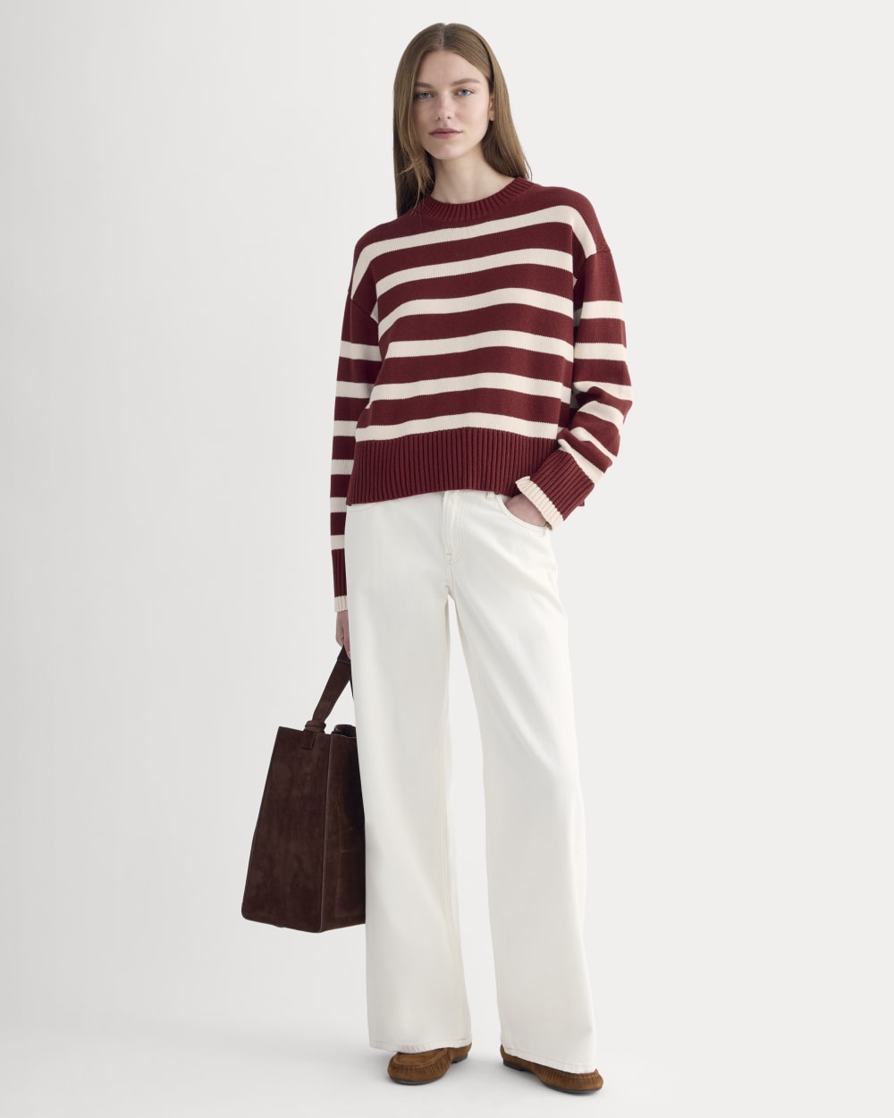 The Boxy Sweater in Everyday Cotton | Merlot / Canvas