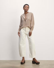 The Henley Shirt in Washable Silk | Burnt Sugar