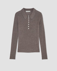 The Polo in Ultrasoft Merino | Heather Cocoa