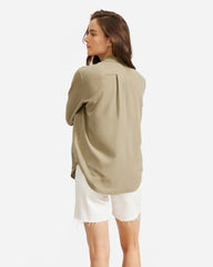 The Washable Silk Relaxed Shirt  | Covert Green