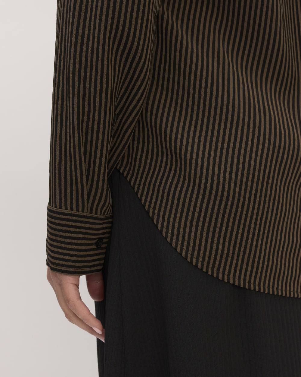 The City Stripe Relaxed Shirt | Cocoa / Black