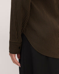 The City Stripe Relaxed Shirt | Cocoa / Black