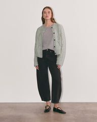 The Pointelle Cardigan in Cloud | Heather Grey