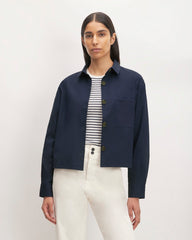 The Structured Cotton Cropped Shirt | Navy