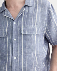 The Resort Shirt in Linen | Dutch Blue / Bone