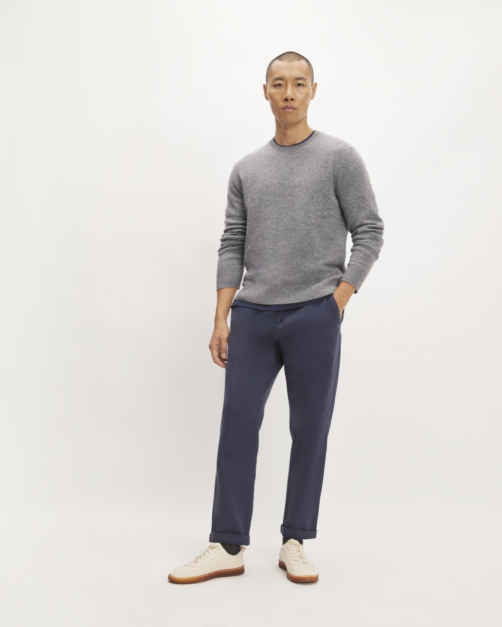 The Premium Merino Crew Neck Sweater | Heathered Mid-Grey
