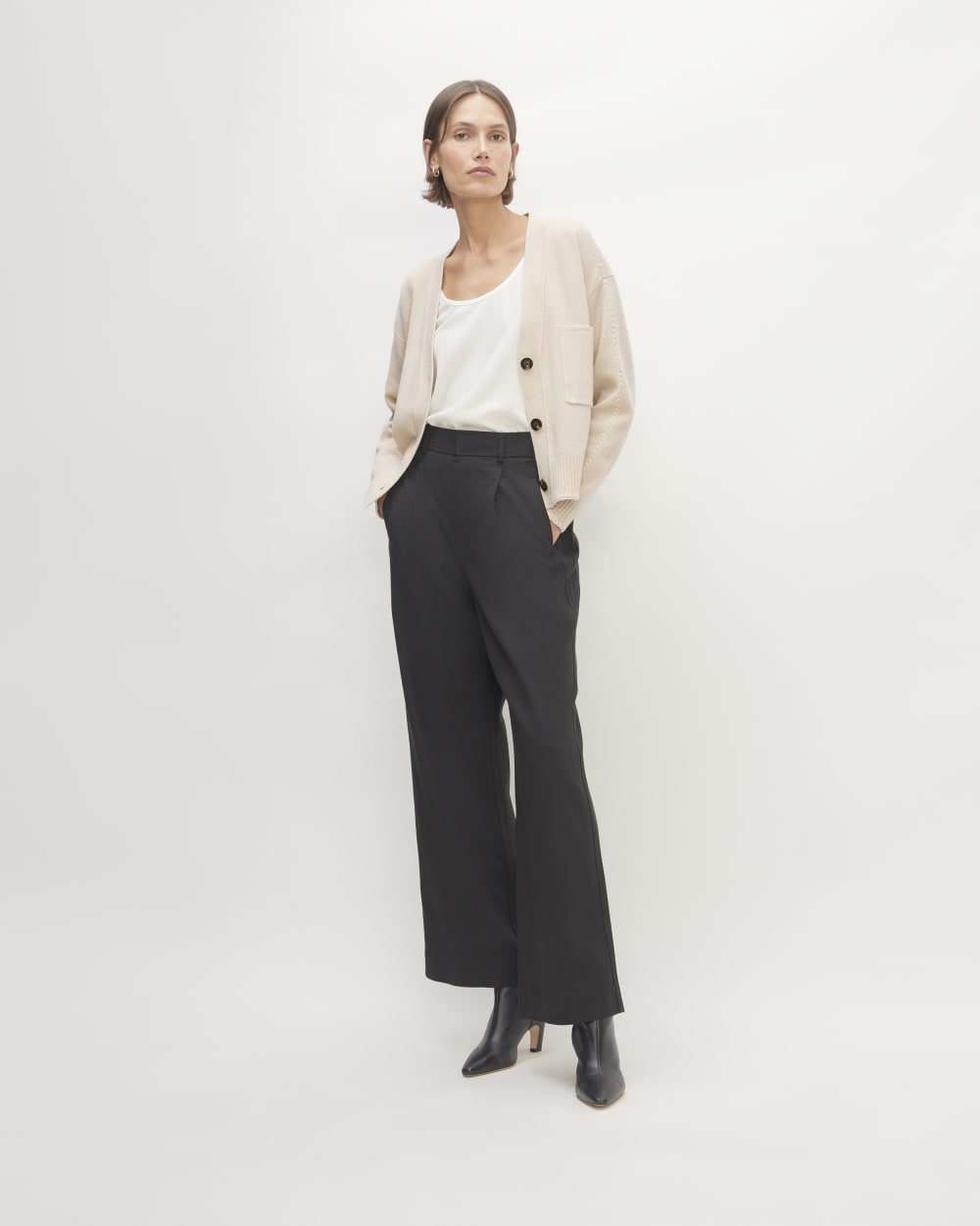 The Good Merino Wool Cardigan | Buttermilk / White