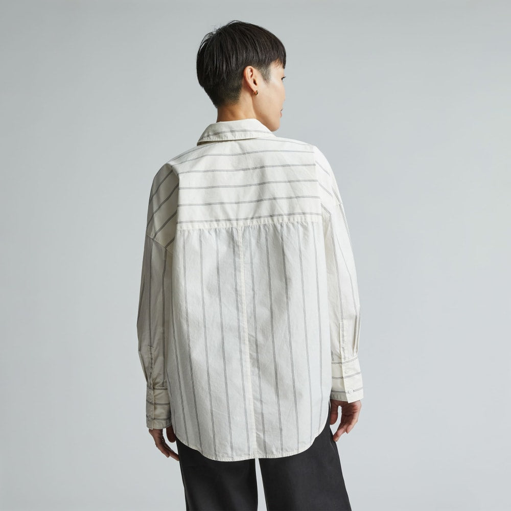 The Oversized Poplin Shirt | Black / Canvas Tan