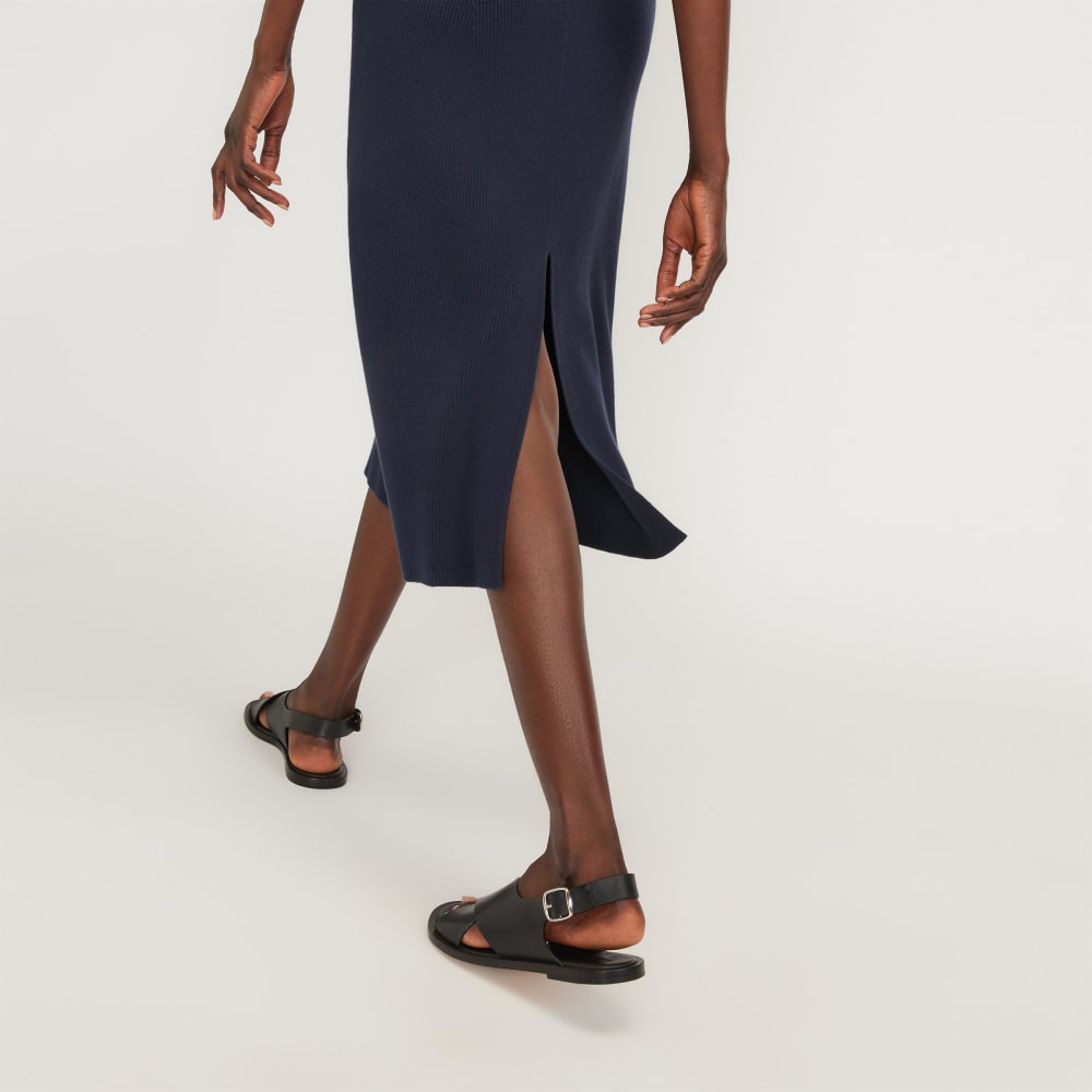The Ribbed Cotton Cross-Back Dress | Navy
