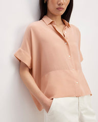The Boxy Shirt in Washable Silk | Blush Pink