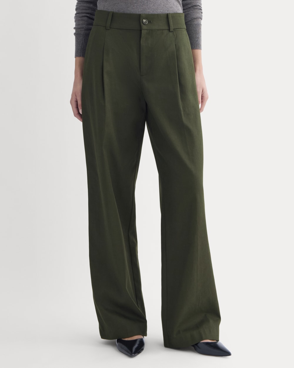 Wide-Leg Trouser in Buttersmooth | Dark Green | 30" Inseam