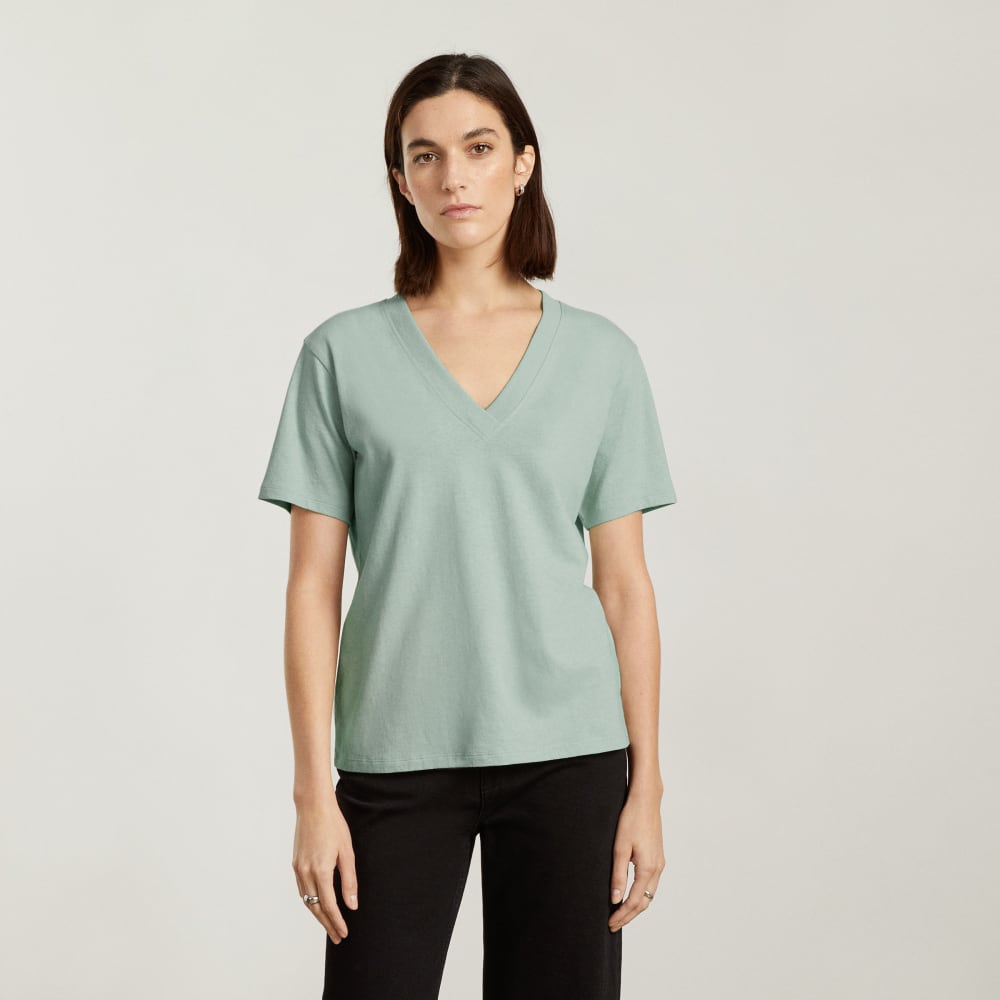 The Vintage V-Neck Hemp Tee | White Sage